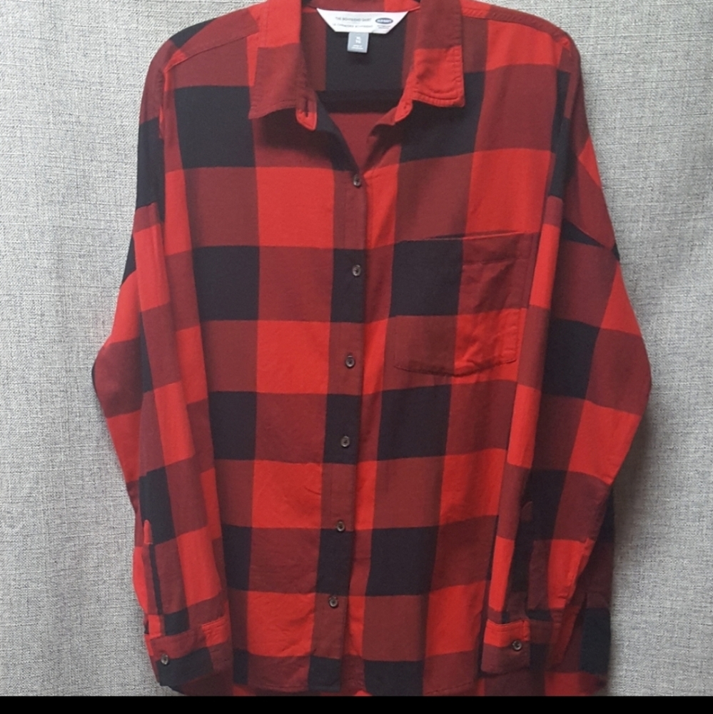 Old Navy Buffalo Red Plaid Flannel Shirt  XL